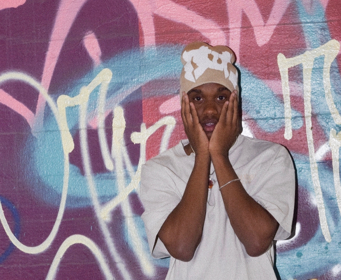 Tan/ White Beanie